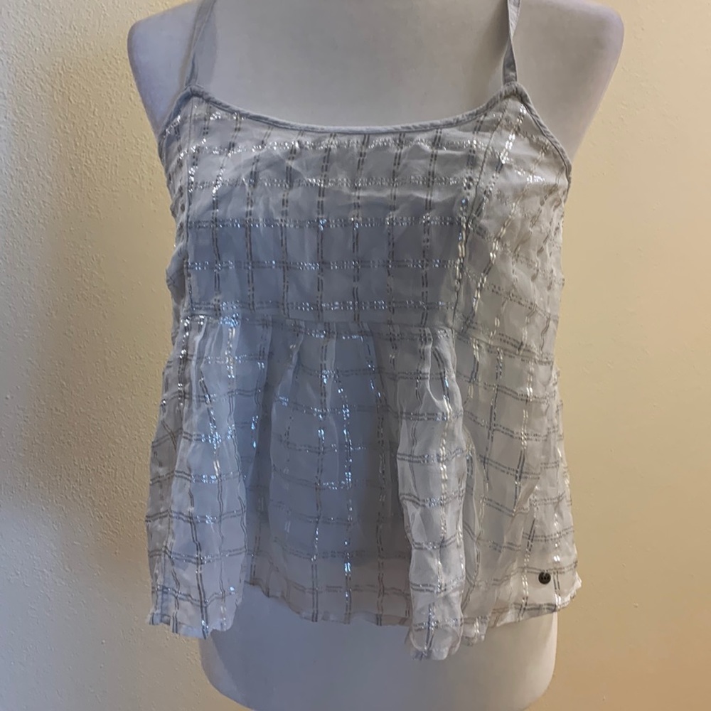 Abercrombie & Fitch Light Gray Sleeveless Blouse with Sparking Silver size S